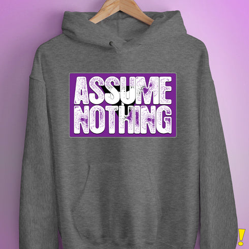 Assume Nothing Lesbian Labrys Pride Flag Hoodie - Grey Heather